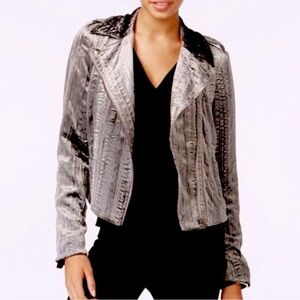 Rachel by Rachel Roy Moto Metal Velvet Jacket EUC small